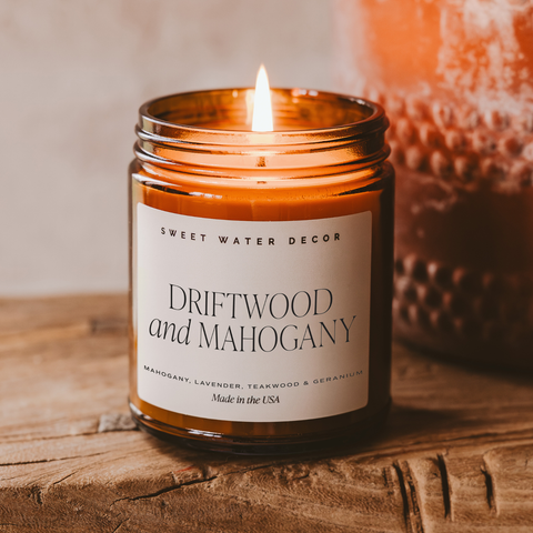 Driftwood and Mahogany 9 oz Soy Candle - Home Decor & Gifts
