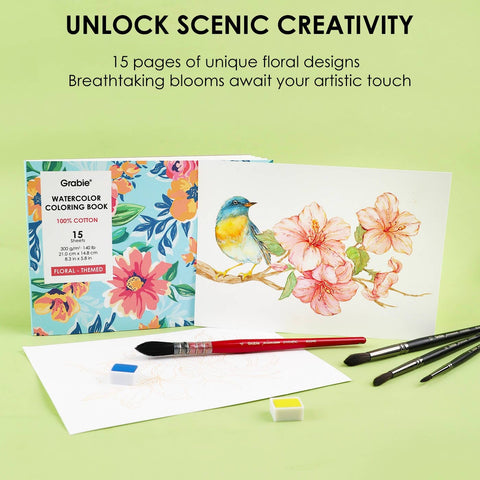 Floral-Themed Watercolor Coloring Club Box