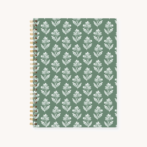 Forget Me Not Sage 7x9 Hardcover Spiral Notebook