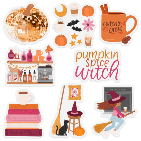 Clear Witch's Brew Coffee Mug Sticker 2.9x2.8in. | Halloween