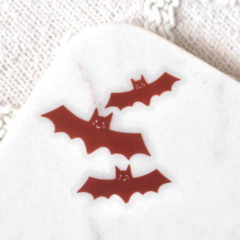 Clear Halloween Bats Sticker, 3x2 in. | Fall