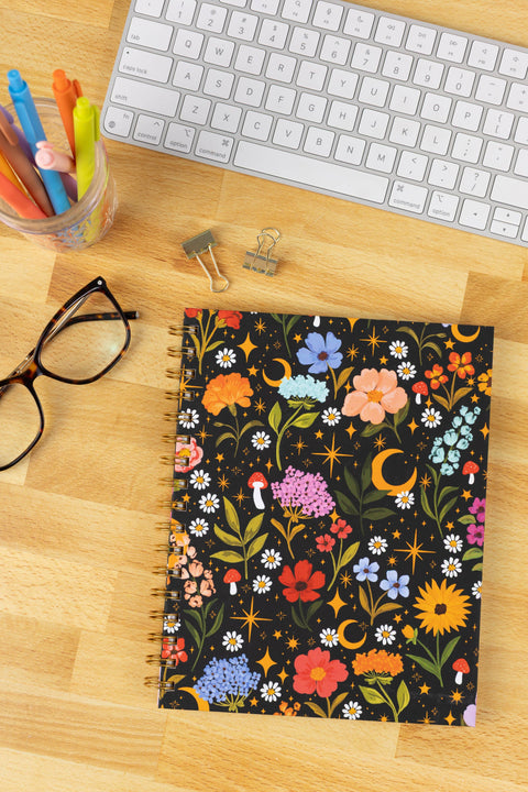 Celestial Garden 7x9 Hardcover Spiral Notebook