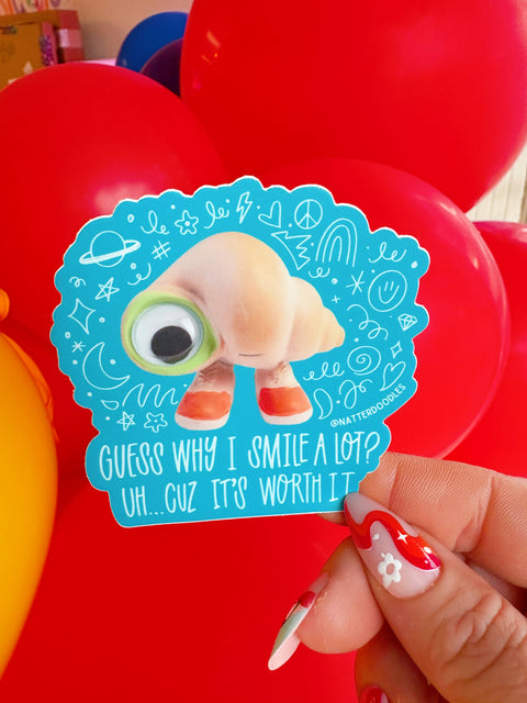 Marcel the Shell with Shoes On Smile A Lot Vinyl Sticker