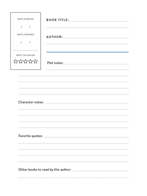 Bibliophile Reader's Journal