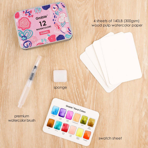 Floral-Themed Watercolor Coloring Club Box