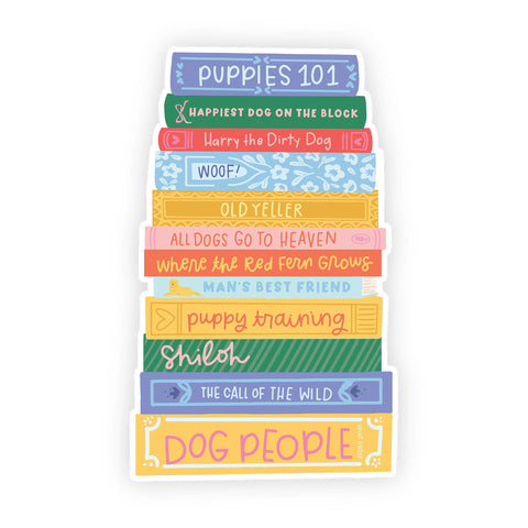 Dog Book Stack Decal Sticker
