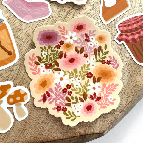 Cottage Core Flowers Sticker, 2.9x3 in. | Fall