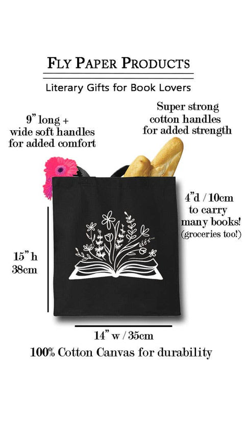 Botanical Library Cotton Artist Designed Canvas Tote l Book l Grocer Bag