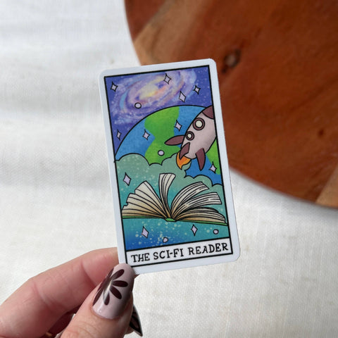 The Sci-Fi Reader Book Tarot Card Sticker