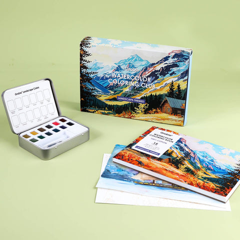 Landscape-Themed Watercolor Coloring Club Box