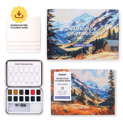 Landscape-Themed Watercolor Coloring Club Box