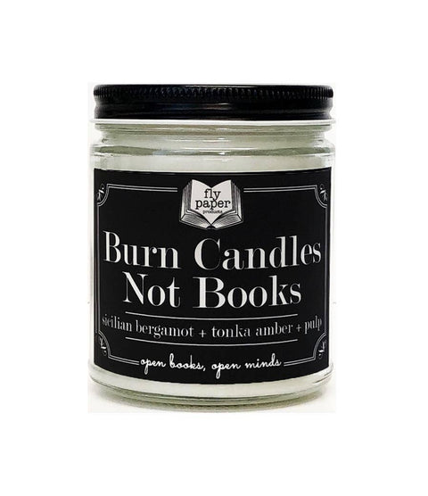 Burn Candles NOT Books 9oz Glass Candle Bergamot + Amber