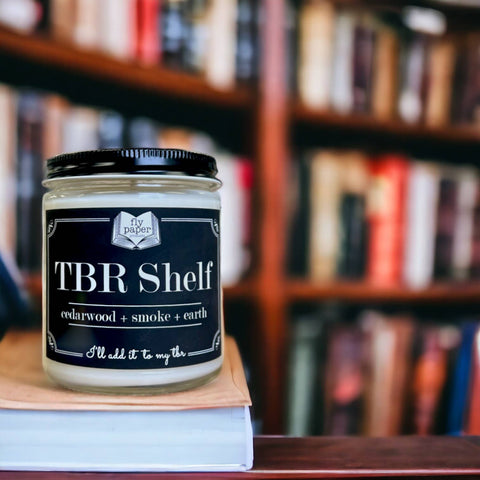 TBR Shelf 9oz Candle Cedarwood + Amber + Smoke